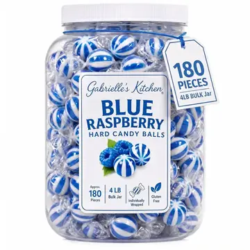 Gallon jar of Blue Raspberry Hard Candy Balls