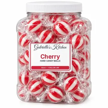 Gallon jar of Cherry Hard Candy Balls