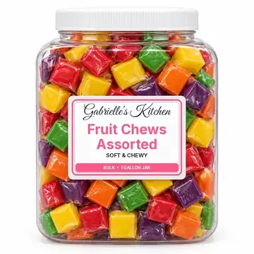 Gallon jar of Fruit Chews Assorted