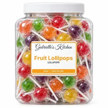 Gallon jar of Fruit Lollipops