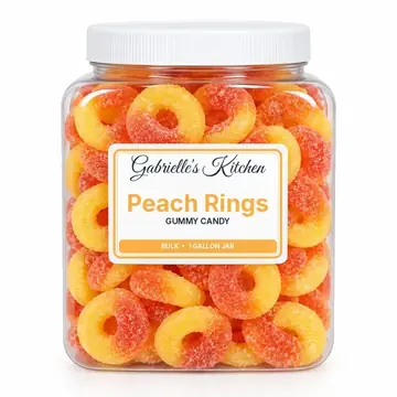 Gallon jar of Peach Rings