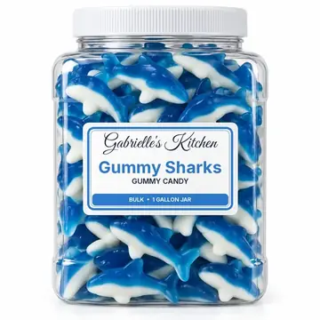 Gallon jar of Gummy Sharks