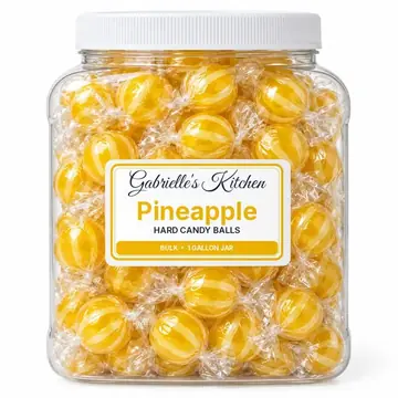 Gallon jar of Pineapple Hard Candy Balls