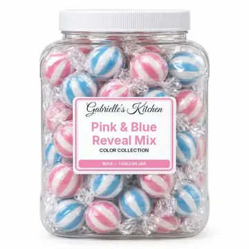 Gallon jar of Pink & Blue Reveal Mix
