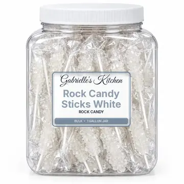 Gallon jar of Rock Candy Sticks White