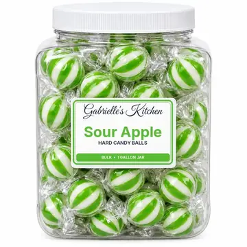 Gallon jar of Sour Apple Hard Candy Balls