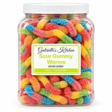 Gallon jar of Sour Gummy Worms